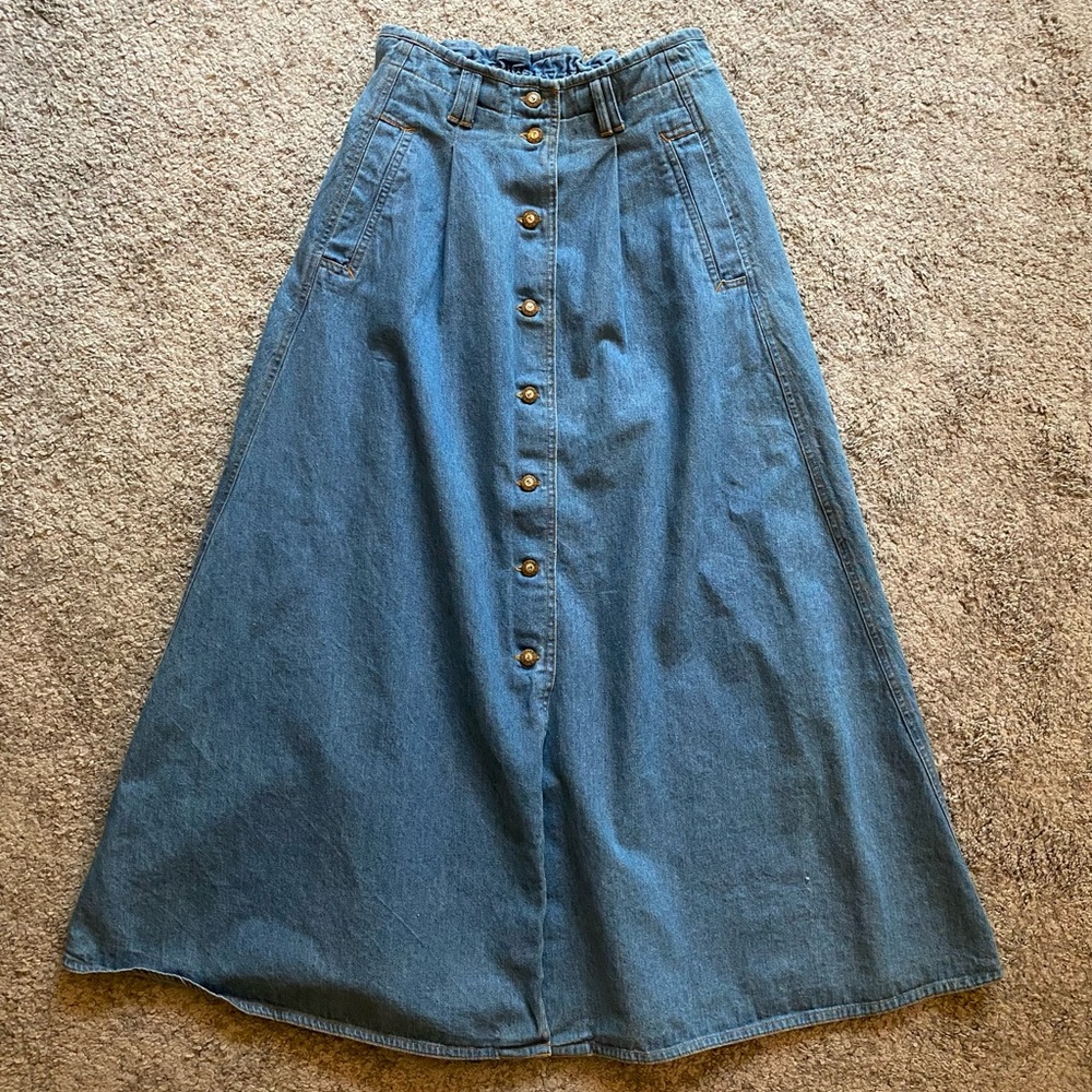 Long Denim Button Up Maxi Skirt Size 8